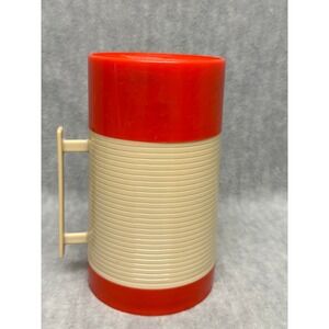Aladdin HY-LO Thermos Bottle Pint Red Cream Excellent Vintage WM1040P